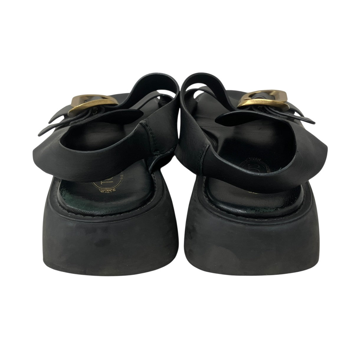 TOD'S(トッズ) ダブルレザーサンダル ブラック サイズ 36 1/2｜【公式