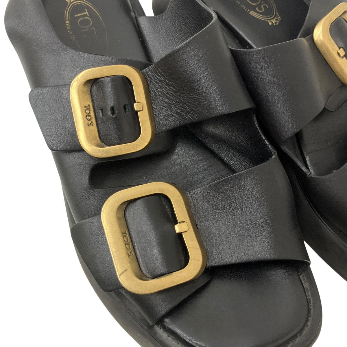 TOD'S(トッズ) ダブルレザーサンダル ブラック サイズ 36 1/2｜【公式