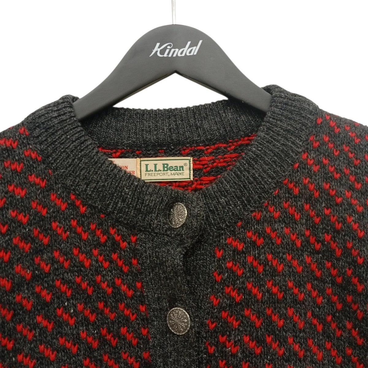 L．L．Bean(エルエルビーン) バーズアイニットカーディガン レッド