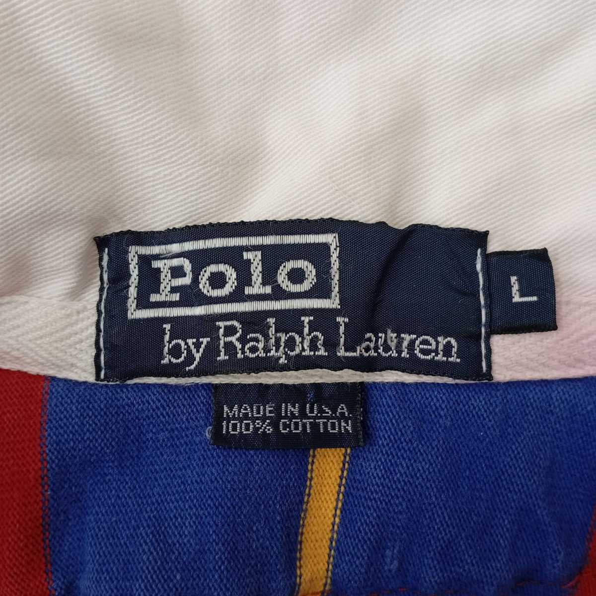 RUGBY SHIRT USA製エルボーパッチストライプポロシャツ