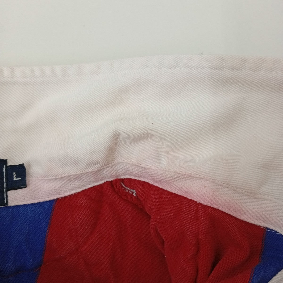 RUGBY SHIRT USA製エルボーパッチストライプポロシャツ