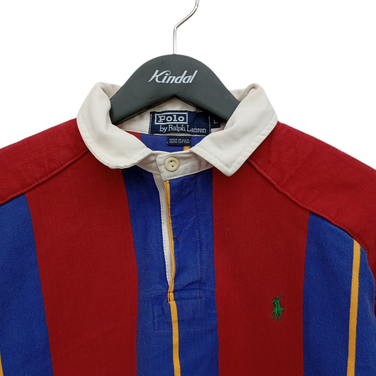 RUGBY SHIRT USA製エルボーパッチストライプポロシャツ