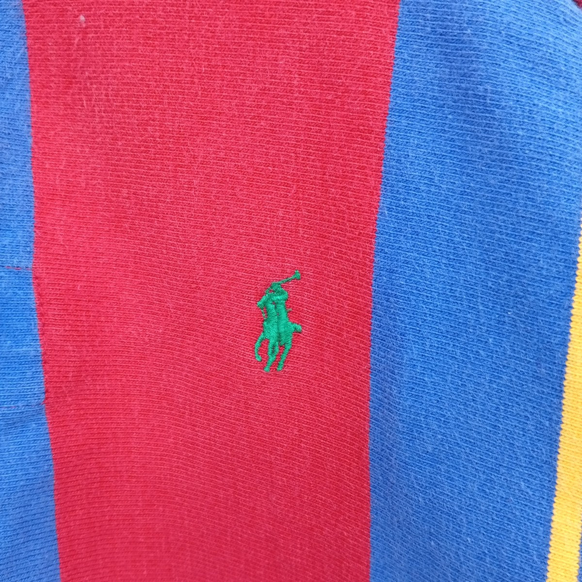 RUGBY SHIRT USA製エルボーパッチストライプポロシャツ
