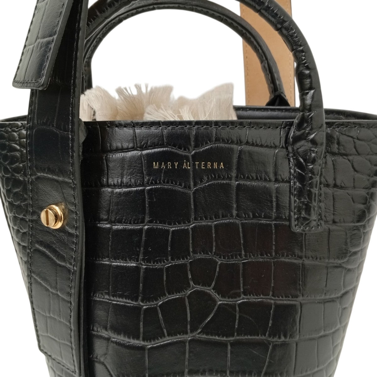 MARY AL TERNA クロコ型押しレザーバケットバッグ2WAYバッグ 古着・中古-3枚目のアイテム画像