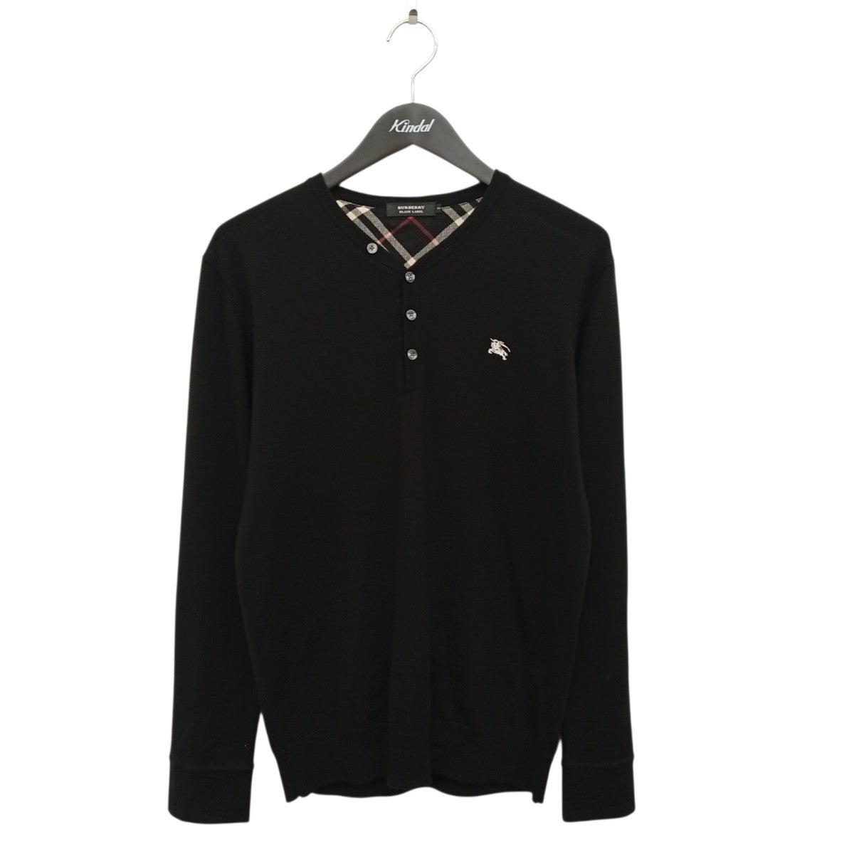 BURBERRY BLACK LABEL ワンポイント ヘンリーネックセーター 古着・中古-1枚目のアイテム画像