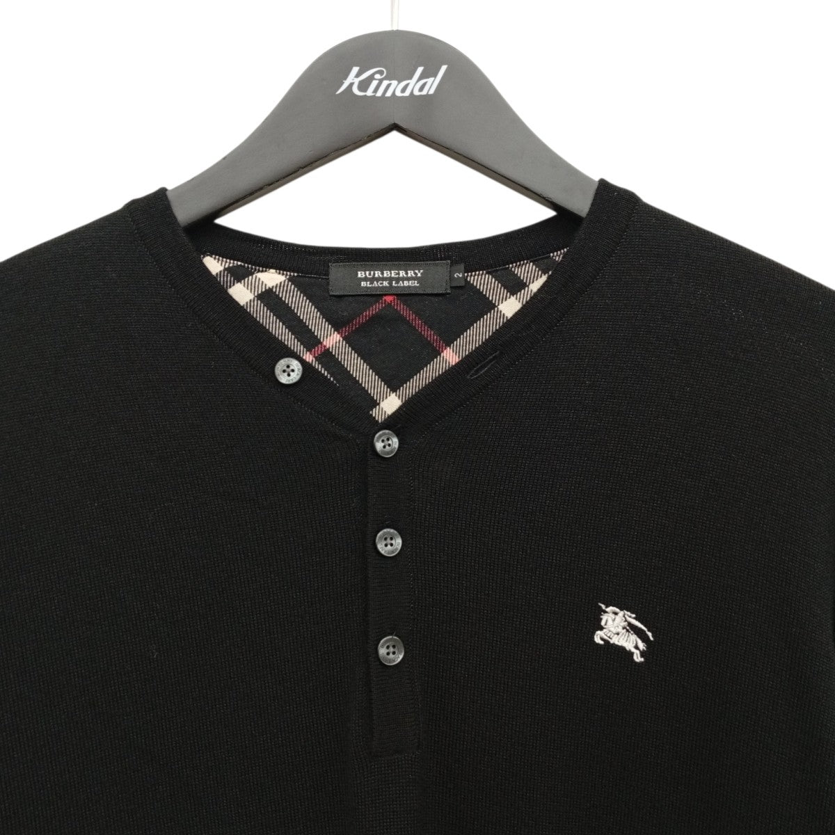 BURBERRY BLACK LABEL ワンポイント ヘンリーネックセーター 古着・中古-5枚目のアイテム画像