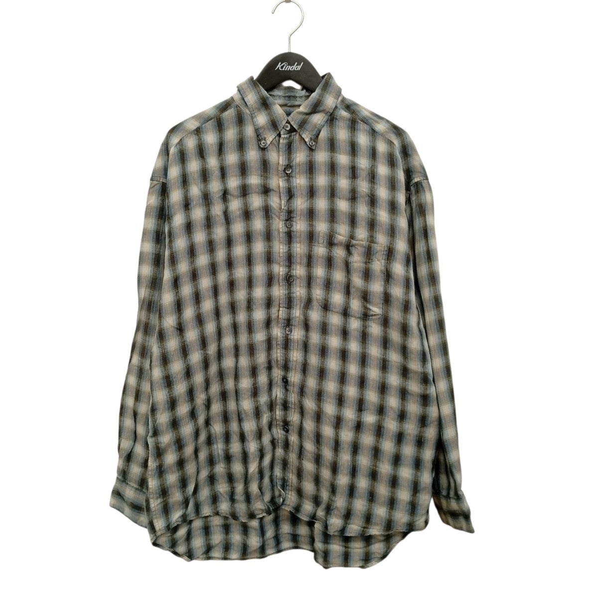 BANANA REPUBLIC リネンオンブレチェックシャツ 古着・中古-1枚目のアイテム画像