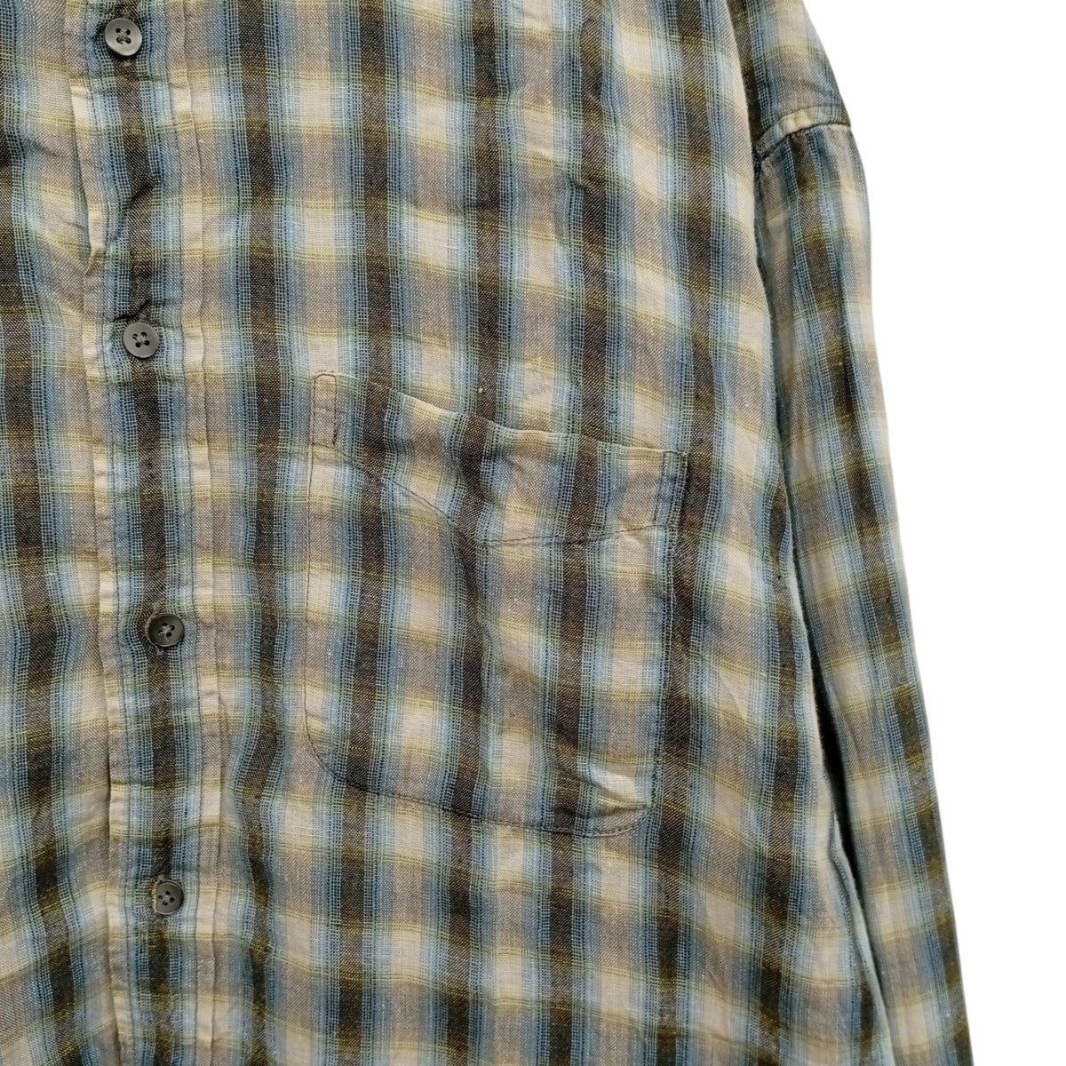BANANA REPUBLIC リネンオンブレチェックシャツ 古着・中古-5枚目のアイテム画像