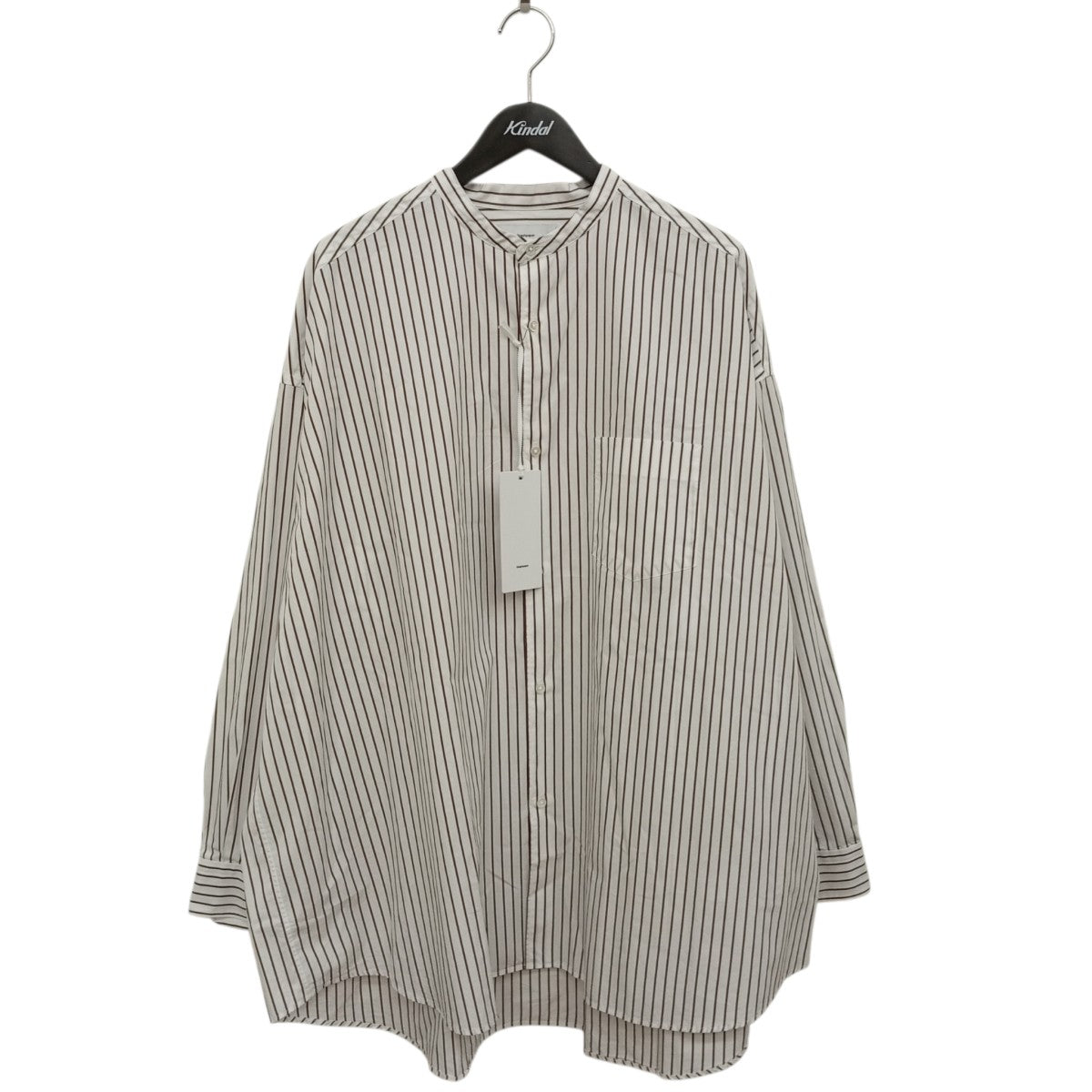 Graphpaper SIDOGRAS Stripe L S Oversized Band Collar ShirtストライプシャツGM254-50026STB 古着・中古-1枚目のアイテム画像