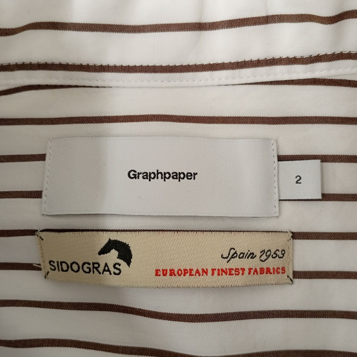 Graphpaper SIDOGRAS Stripe L S Oversized Band Collar ShirtストライプシャツGM254-50026STB 古着・中古-3枚目のアイテム画像