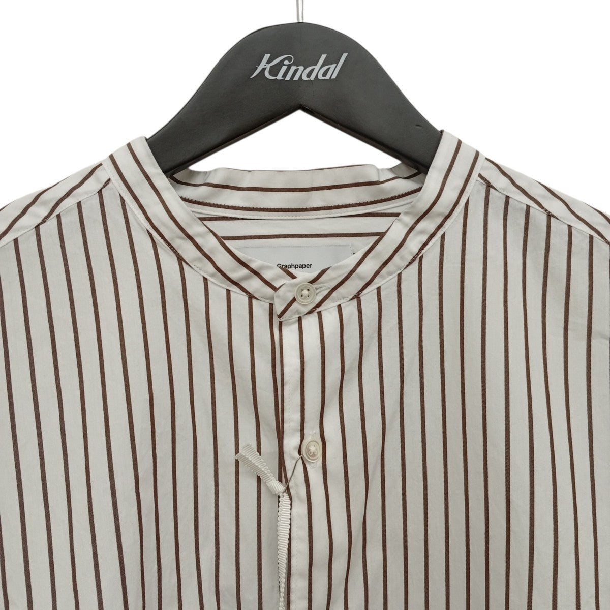Graphpaper SIDOGRAS Stripe L S Oversized Band Collar ShirtストライプシャツGM254-50026STB 古着・中古-5枚目のアイテム画像