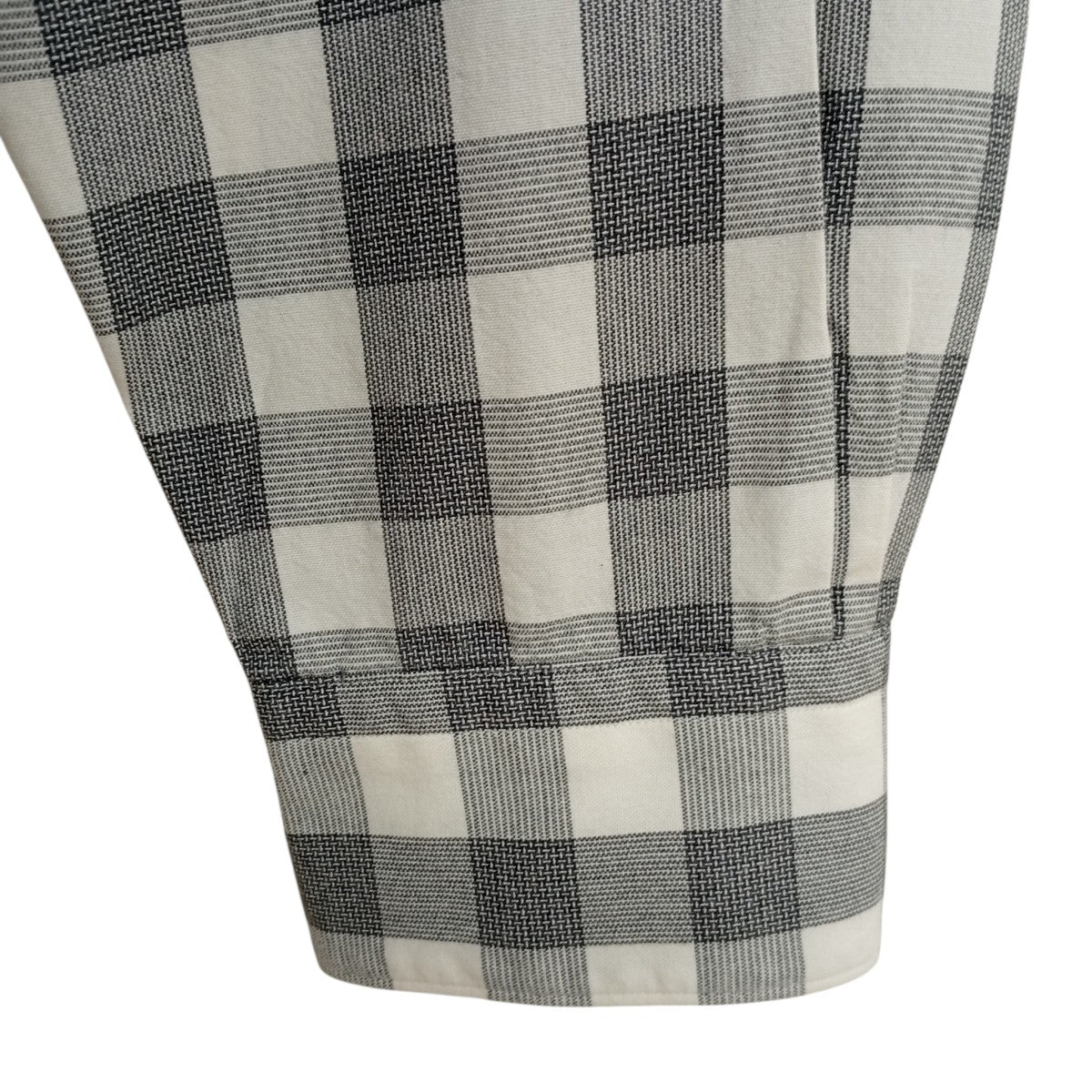 HEUGN MORISS コットンブロックチェックバンドカラーチェックノーカラーシャツSHIRT 076 古着・中古-6枚目のアイテム画像