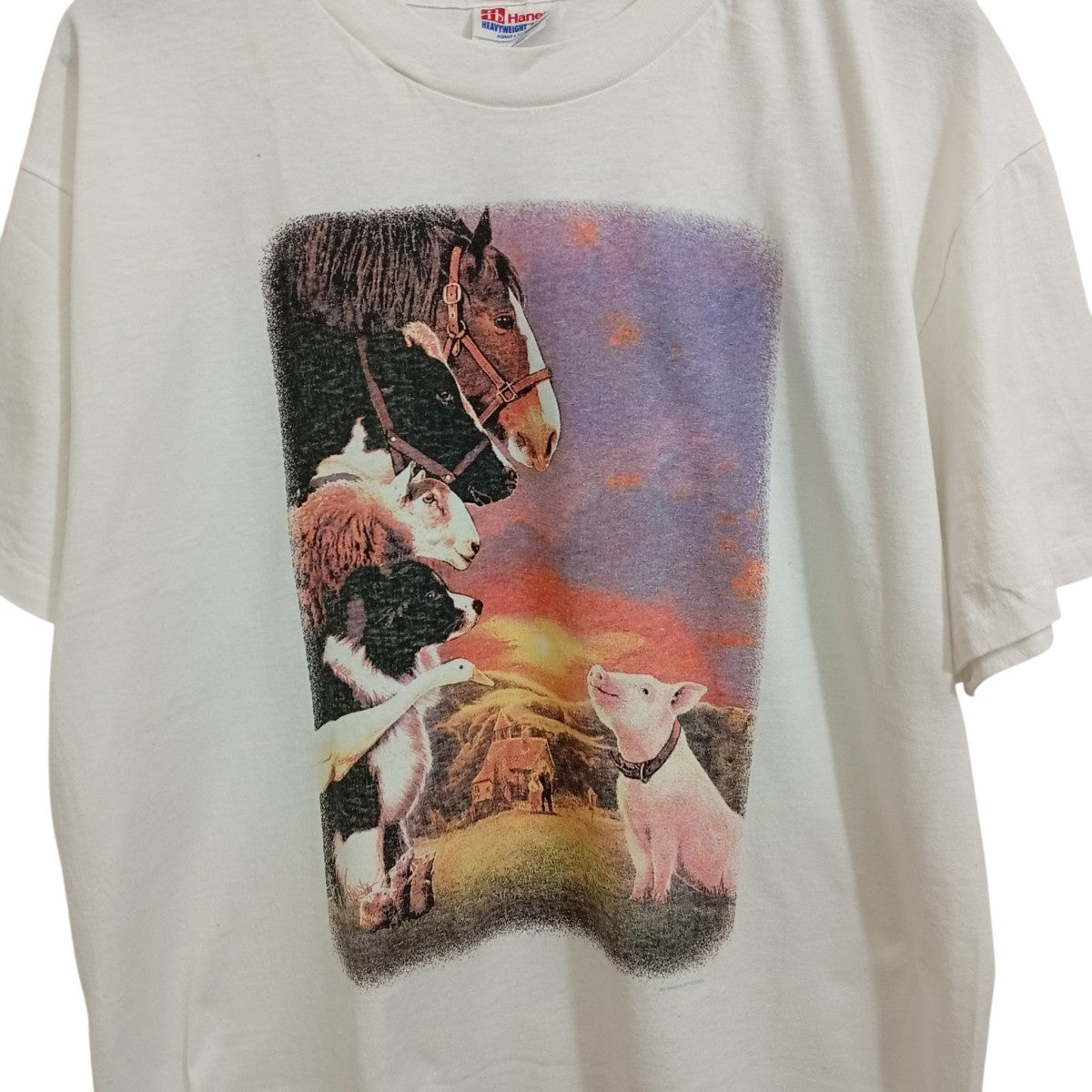 90s ベイブ ムービー Hanes 2枚タグ　裾袖シングルTシャツ