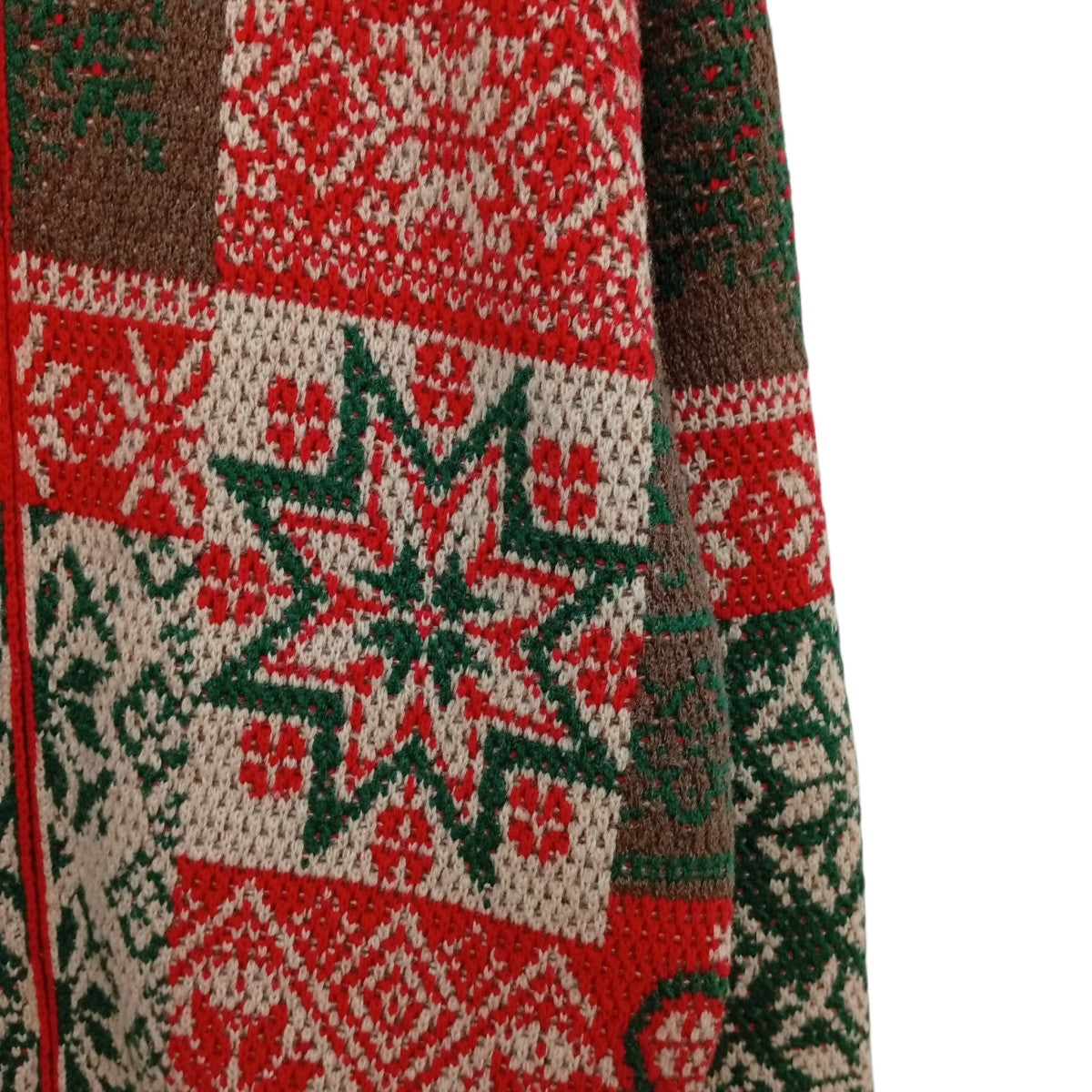 BEAMS Zip Cardigan Double Jacquard Patchwork Like Patternニットジャケット38-15-0207-156 古着・中古-9枚目のアイテム画像
