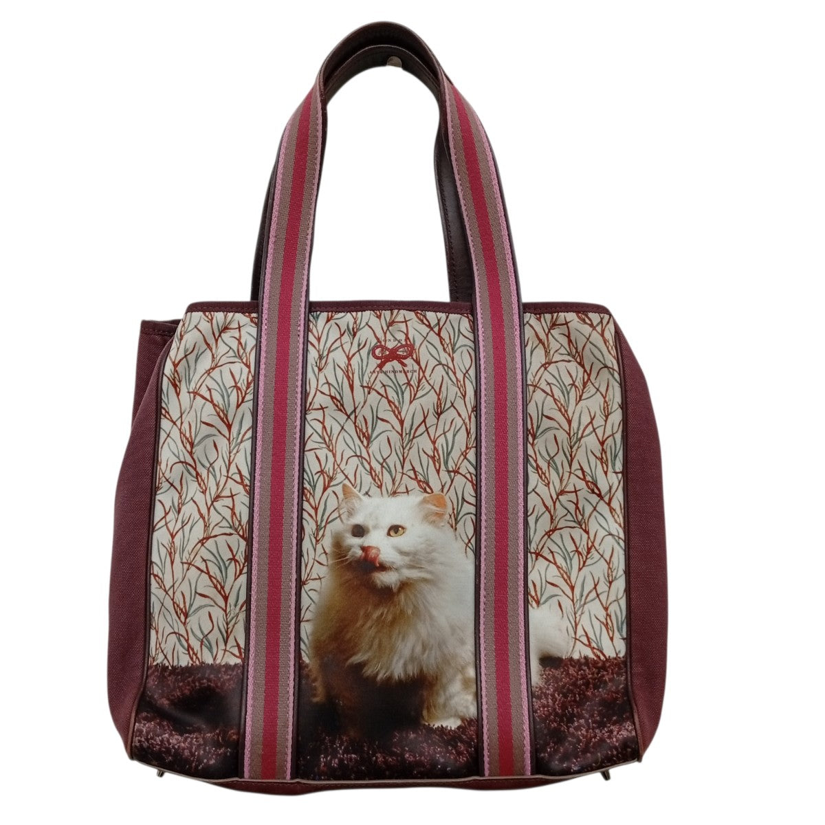 ANYA HINDMARCH 猫柄ハンドバッグ 古着・中古-1枚目のアイテム画像