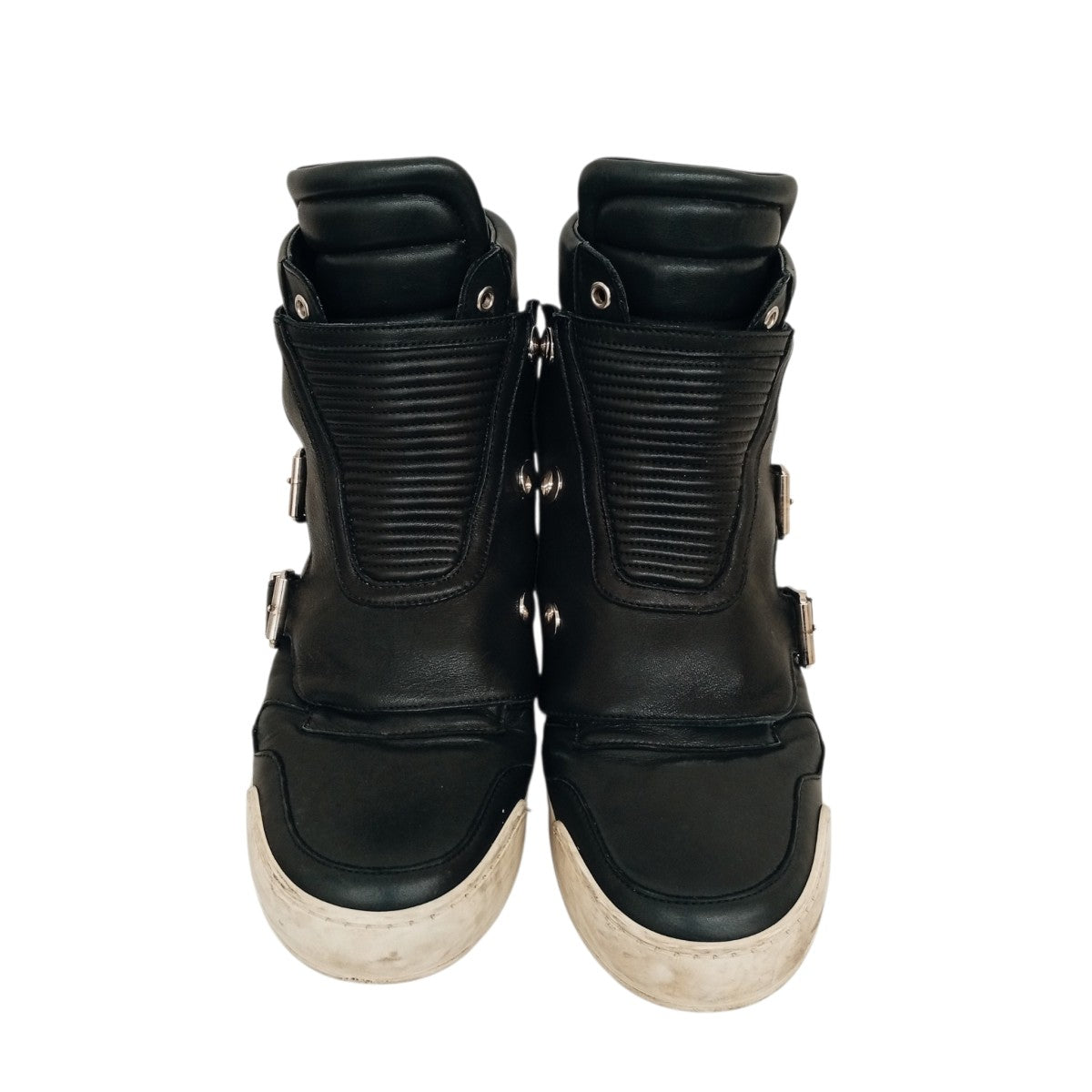 BALMAIN Quilted Biker High-Top SneakersレザースニーカーW6H T323 D591 古着・中古-2枚目のアイテム画像