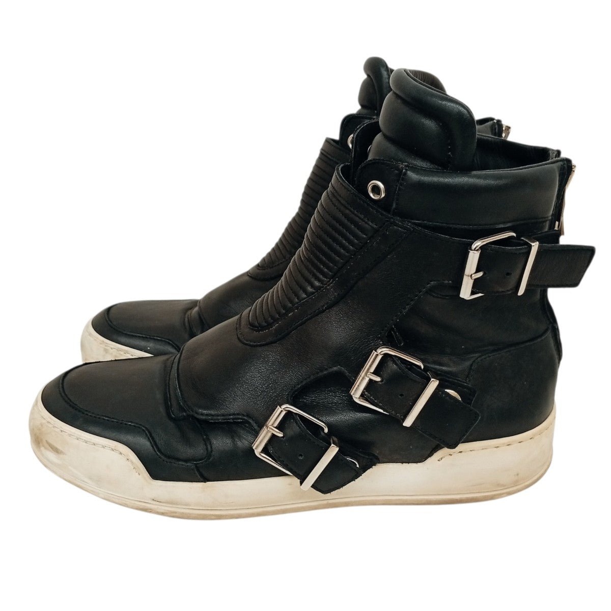 BALMAIN Quilted Biker High-Top SneakersレザースニーカーW6H T323 D591 古着・中古-3枚目のアイテム画像