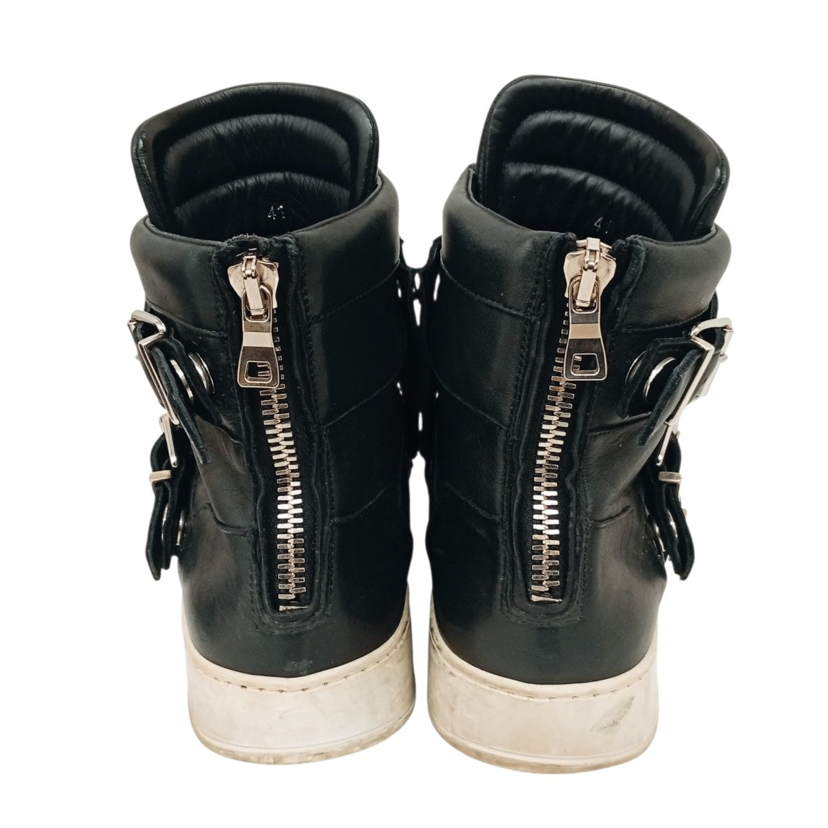 BALMAIN Quilted Biker High-Top SneakersレザースニーカーW6H T323 D591 古着・中古-4枚目のアイテム画像