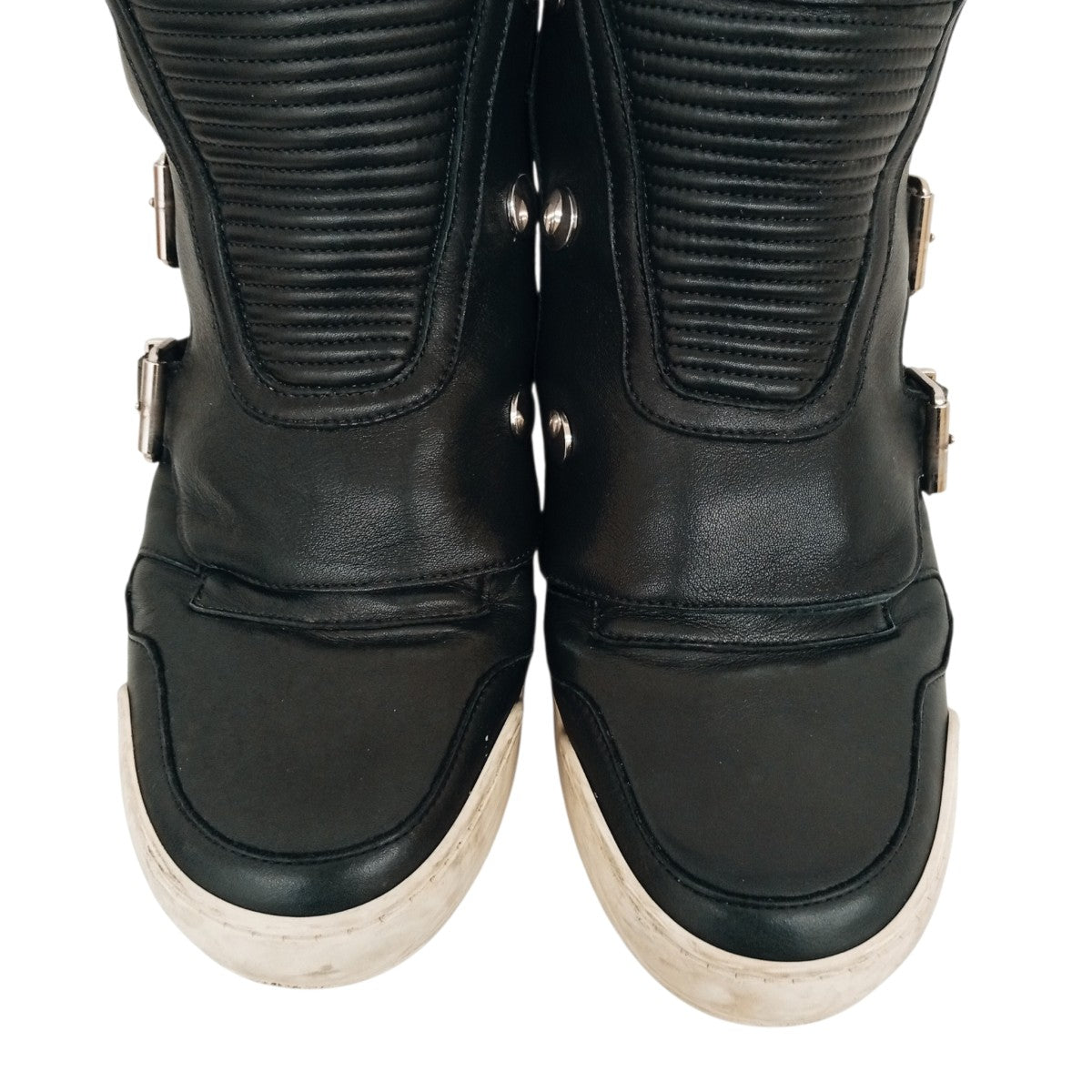 BALMAIN Quilted Biker High-Top SneakersレザースニーカーW6H T323 D591 古着・中古-7枚目のアイテム画像