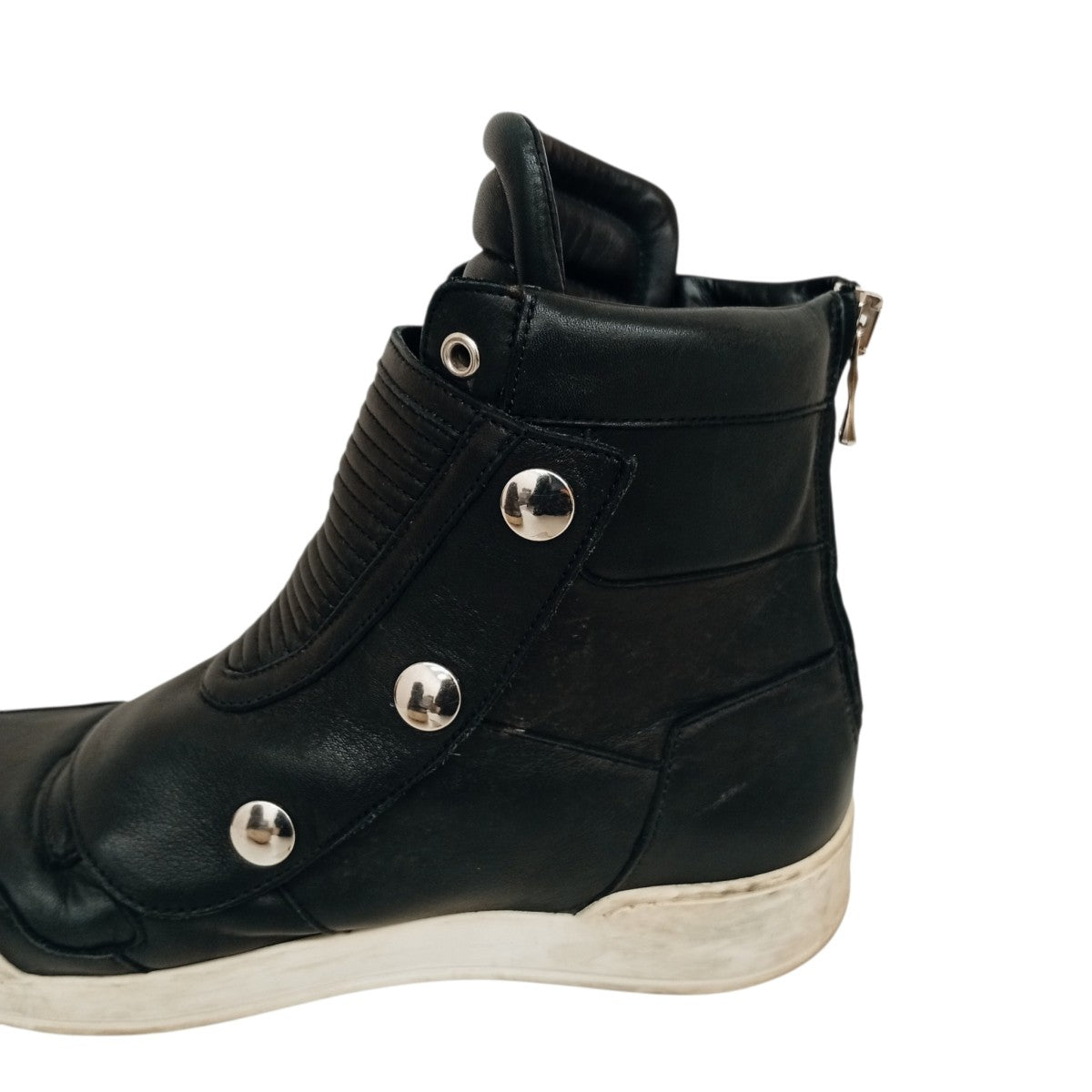 BALMAIN Quilted Biker High-Top SneakersレザースニーカーW6H T323 D591 古着・中古-8枚目のアイテム画像