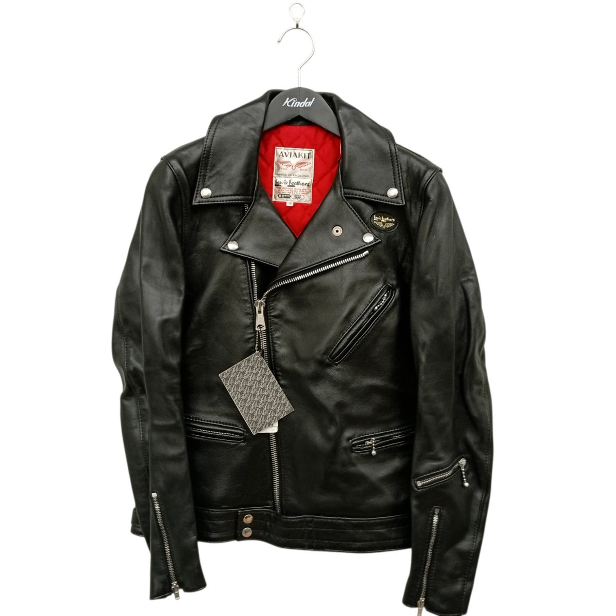 Lewis Leathers サイクロン シープブラック レッドキルティングレザージャケット99-231-08 古着・中古-1枚目のアイテム画像