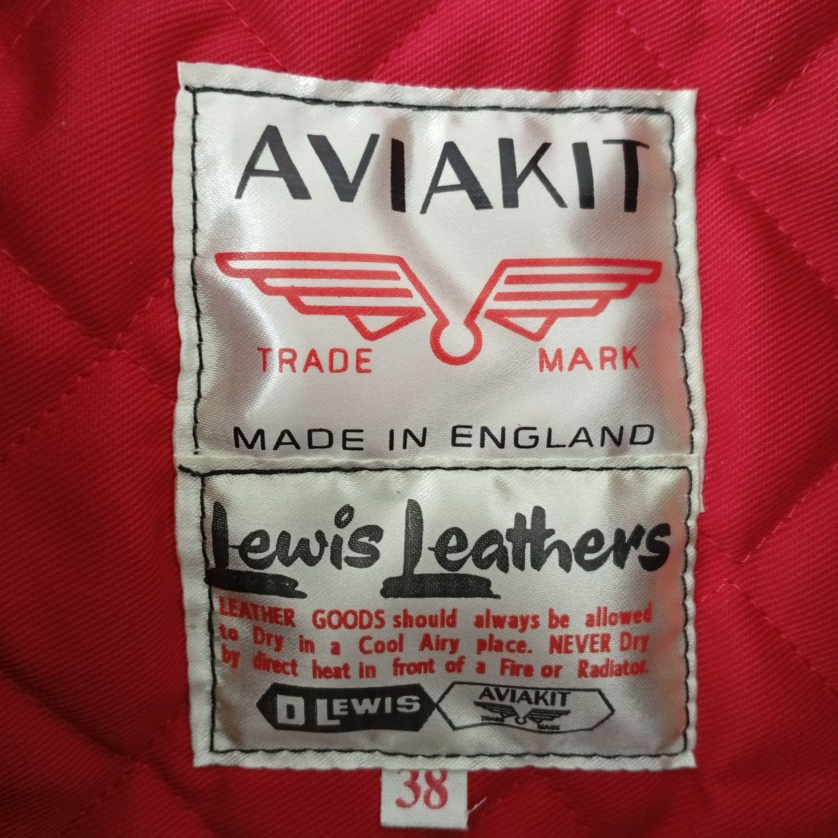 Lewis Leathers サイクロン シープブラック レッドキルティングレザージャケット99-231-08 古着・中古-3枚目のアイテム画像
