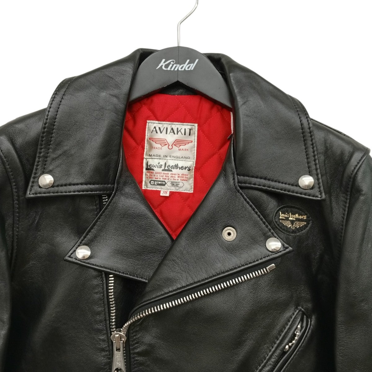Lewis Leathers サイクロン シープブラック レッドキルティングレザージャケット99-231-08 古着・中古-5枚目のアイテム画像