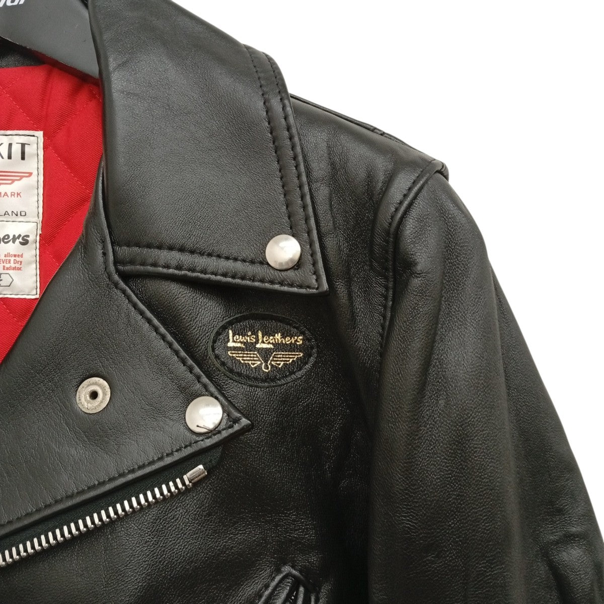 Lewis Leathers サイクロン シープブラック レッドキルティングレザージャケット99-231-08 古着・中古-6枚目のアイテム画像
