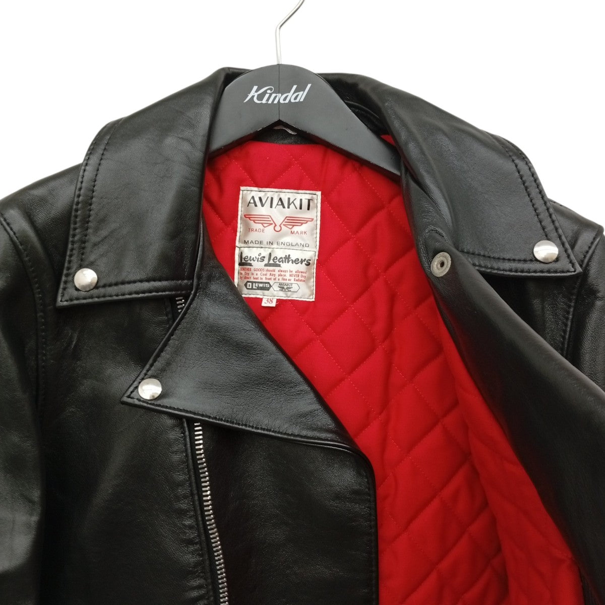 Lewis Leathers サイクロン シープブラック レッドキルティングレザージャケット99-231-08 古着・中古-9枚目のアイテム画像