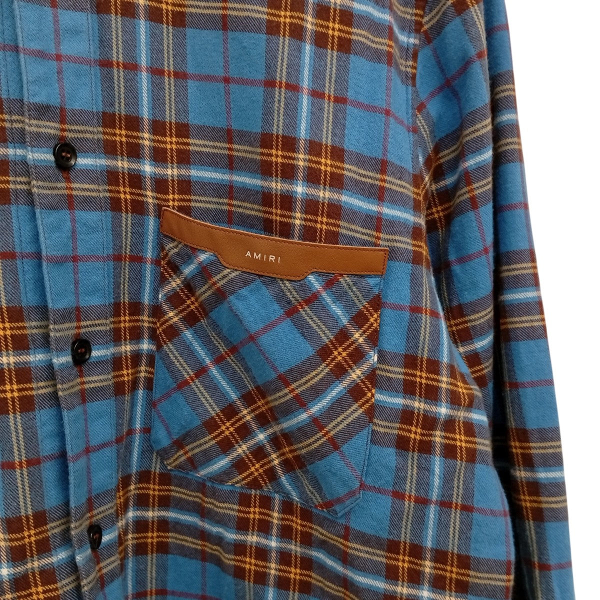 AMIRI アミリ チェックシャツ オレンジ AMIRI(アミリ) カットオフチェックシャツPS22MSL006 PS22MSL006 ブルー
