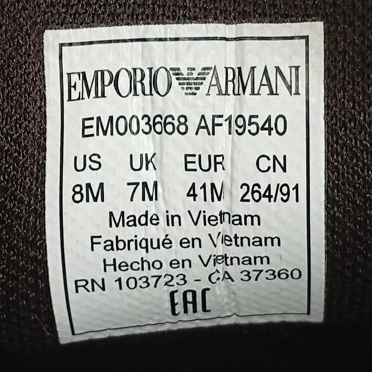 EMPORIO ARMANI スエードマイクロパンチングディテールスニーカーEM003668 古着・中古-7枚目のアイテム画像