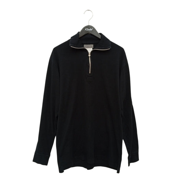 極美品 13SS ヨウジヤマモト オム 二重襟 コットン ジレ ブラック 3 YOHJI YAMAMOTO(ヨウジヤマモト) ハーフジップスウェット ブラック