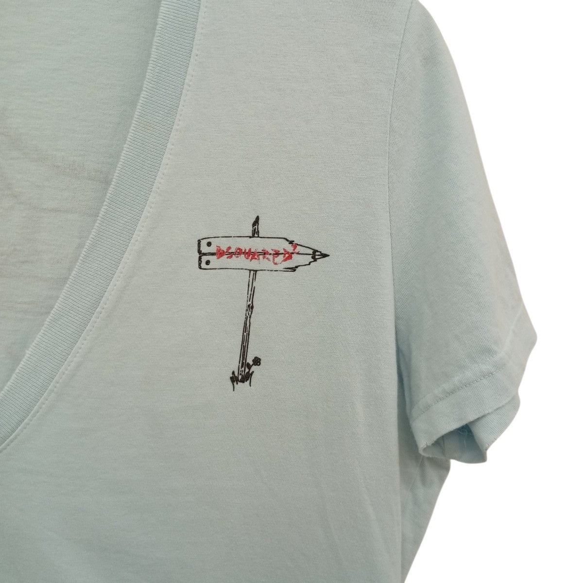 DSQUARED2 ダメージ加工 ディープVネックTシャツ 古着・中古-8枚目のアイテム画像