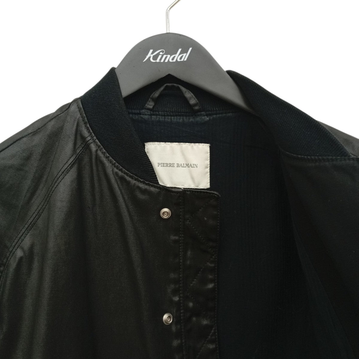 PIERRE BALMAIN 12FW Buttoned Waxed Black Bomber Jacketジャケット4M2930 古着・中古-4枚目のアイテム画像