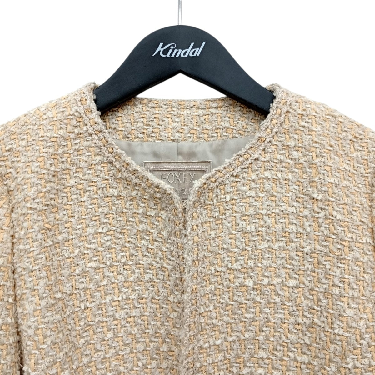 FOXEY BOUTIQUE Tweed Nobleノーカラージャケット45123 古着・中古-5枚目のアイテム画像