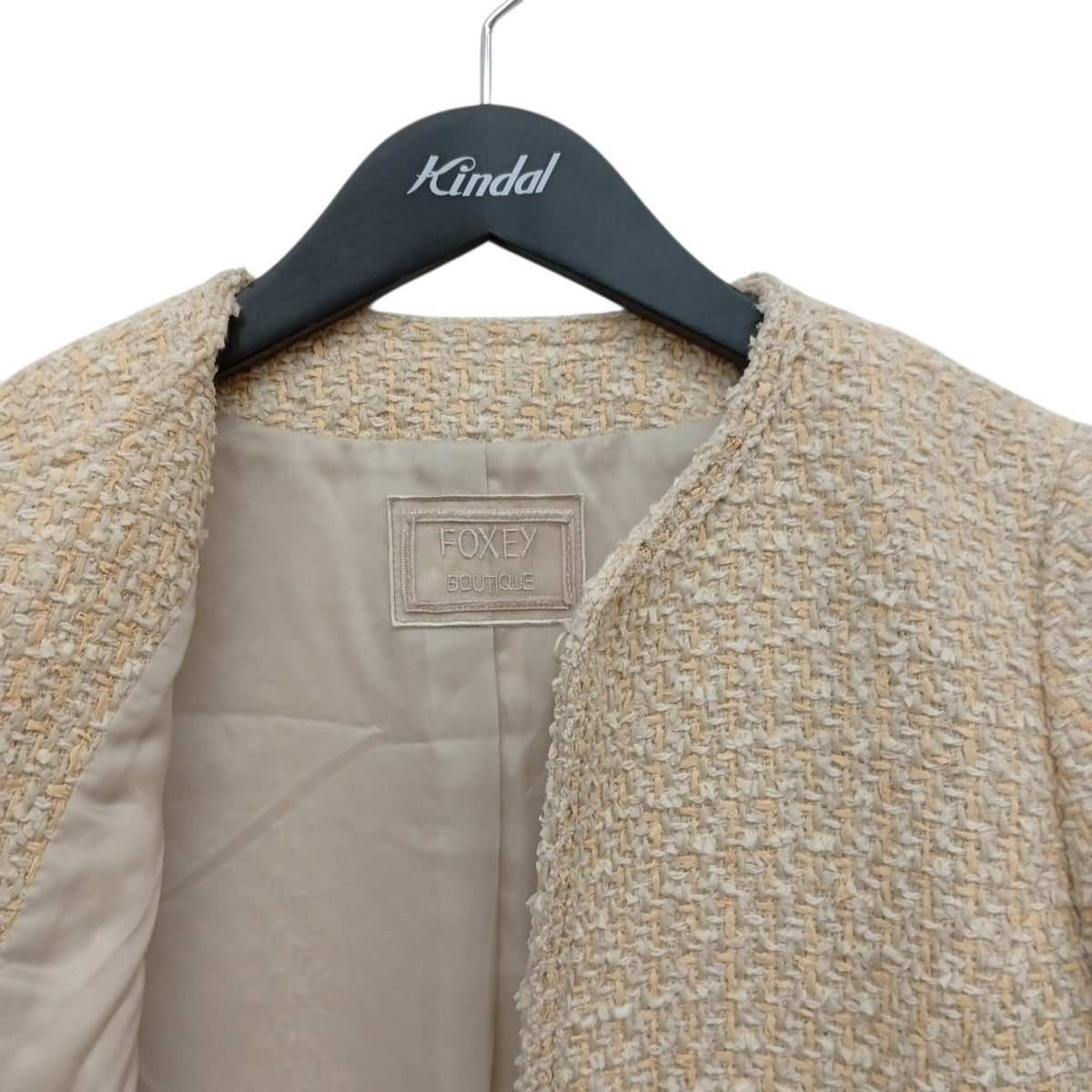 極美品】フォクシーブティック ノーカラージャケット ツイード 大きい