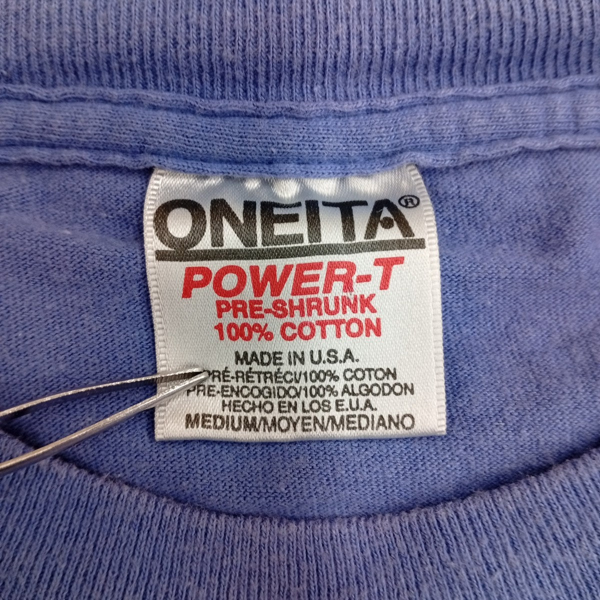 ONEITA(オニータ) 90s USA製 バードドロッピング ONEITATシャツ ブルー