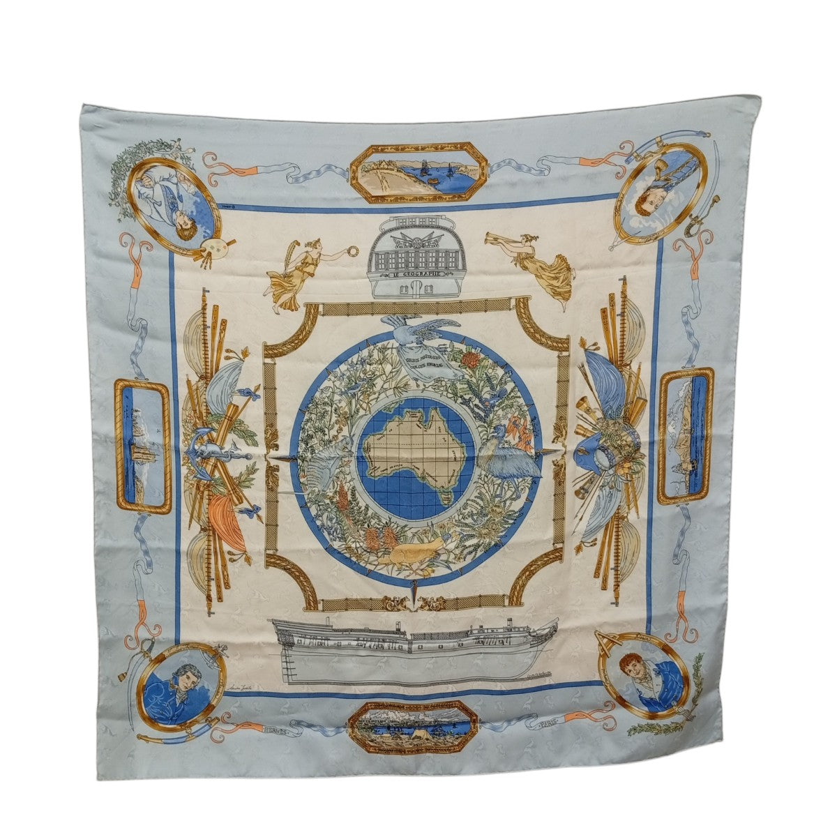 HERMES LE GEOGRAPHE 地理学者スカーフ 古着・中古-1枚目のアイテム画像