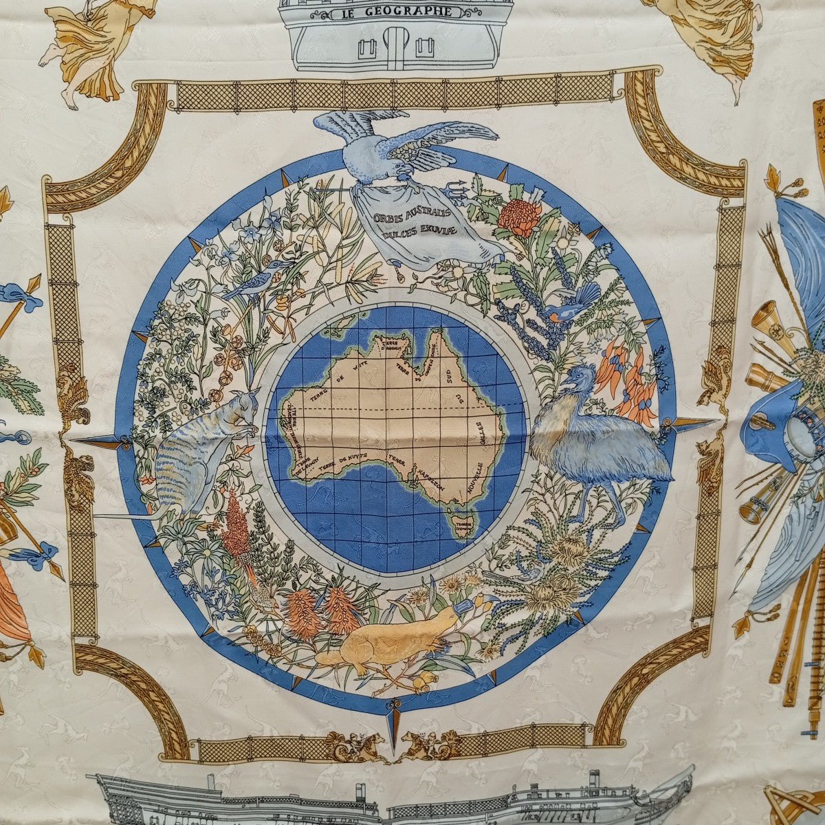 HERMES LE GEOGRAPHE 地理学者スカーフ 古着・中古-2枚目のアイテム画像
