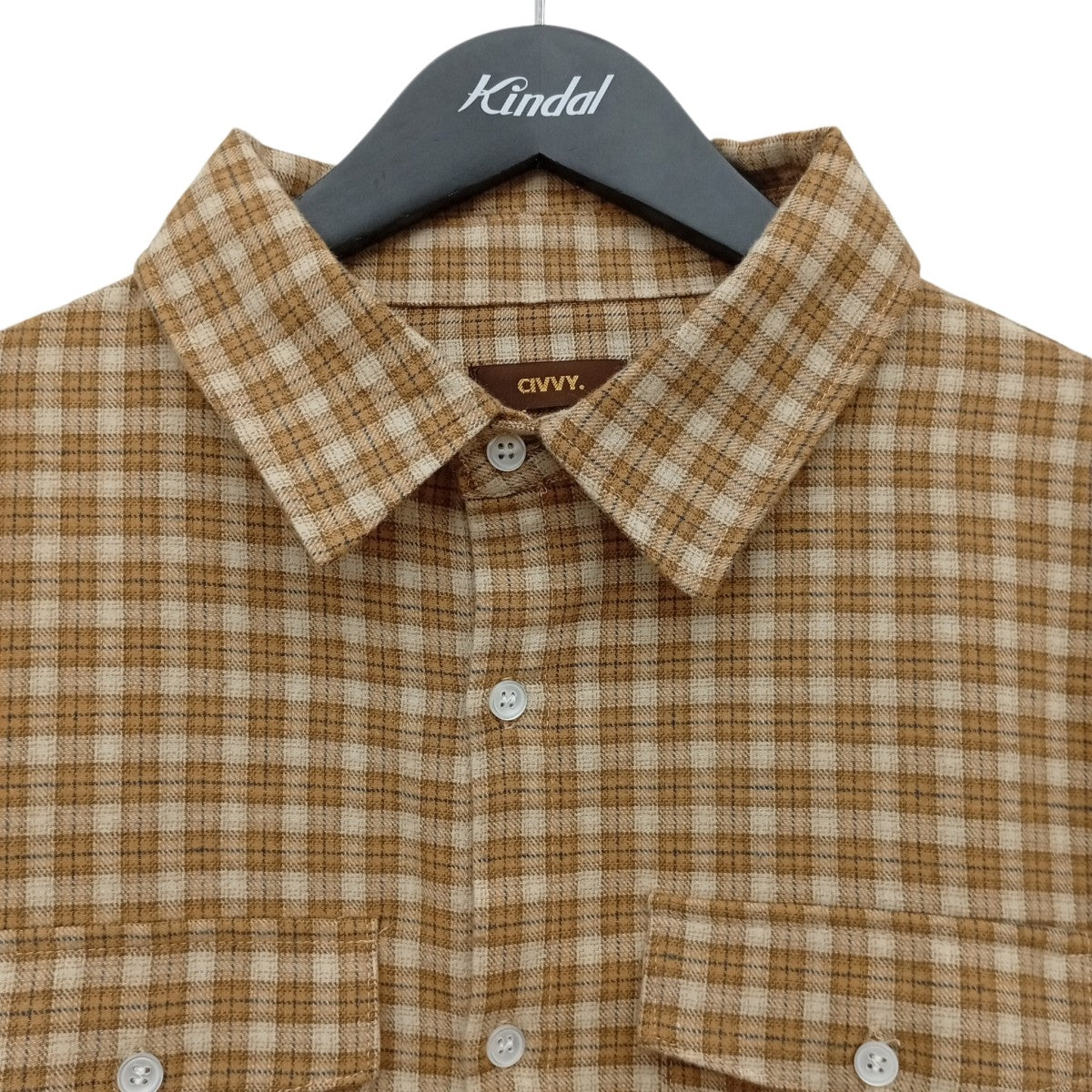 完売品 civvy. ダブルポケットチェックシャツ マスタード Lサイズ CIVVY．(スィヴィ) Double Pocket Long Sleeve Check Shirtチェック