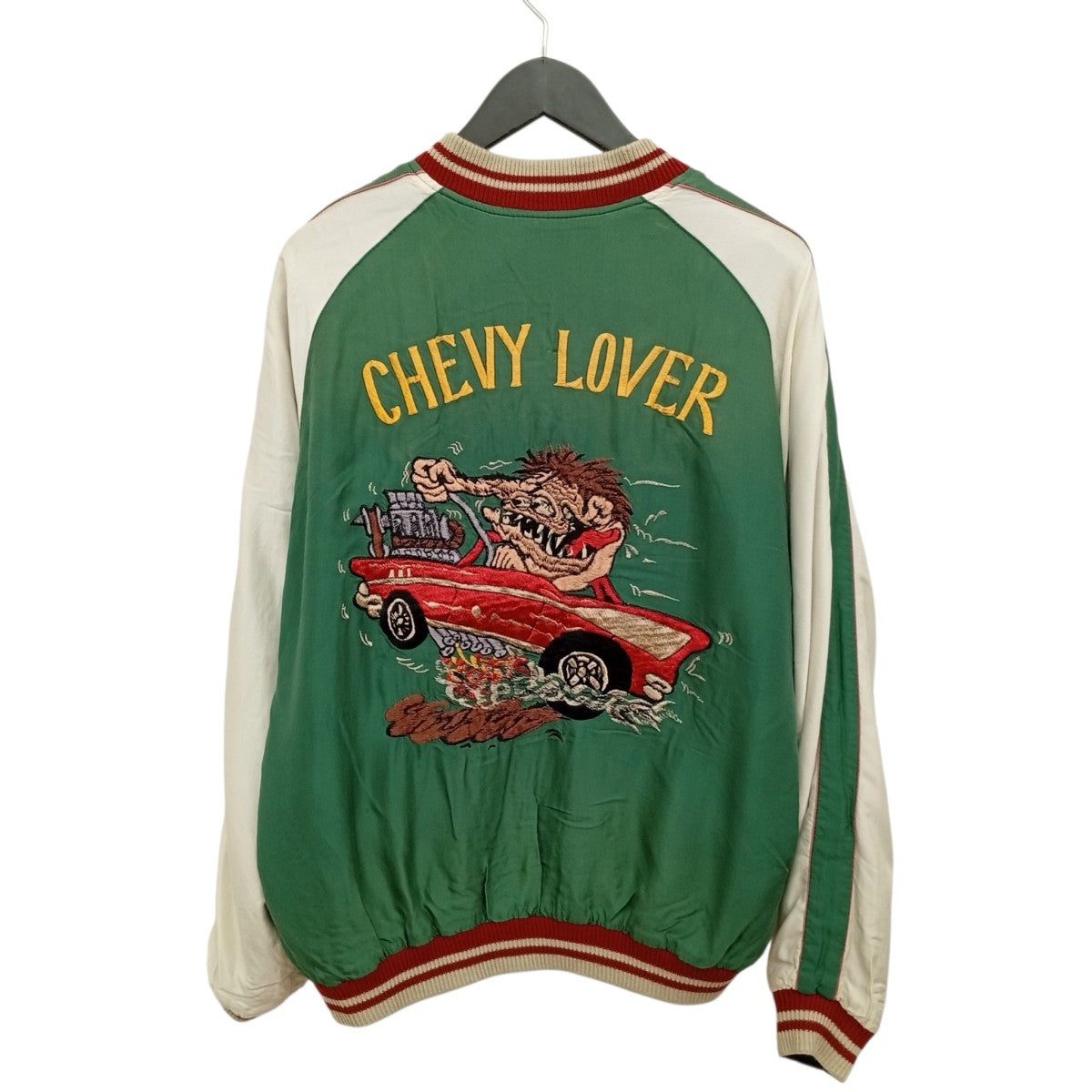 東洋エンタープライズ Mid 1950s Style Acetate Souvenir Jacket “TIGER HEAD” × “CHEVY LOVER” (AGING MODEL)スカジャンTT15878 古着・中古-6枚目のアイテム画像