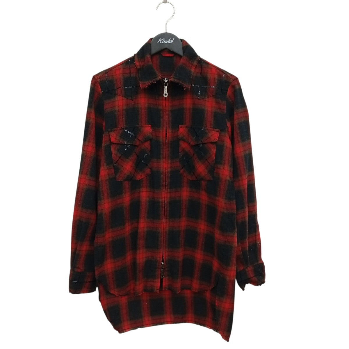 Spangle Ombre Check Zip-Up Shirt JacketチェックシャツジャケットMS2517