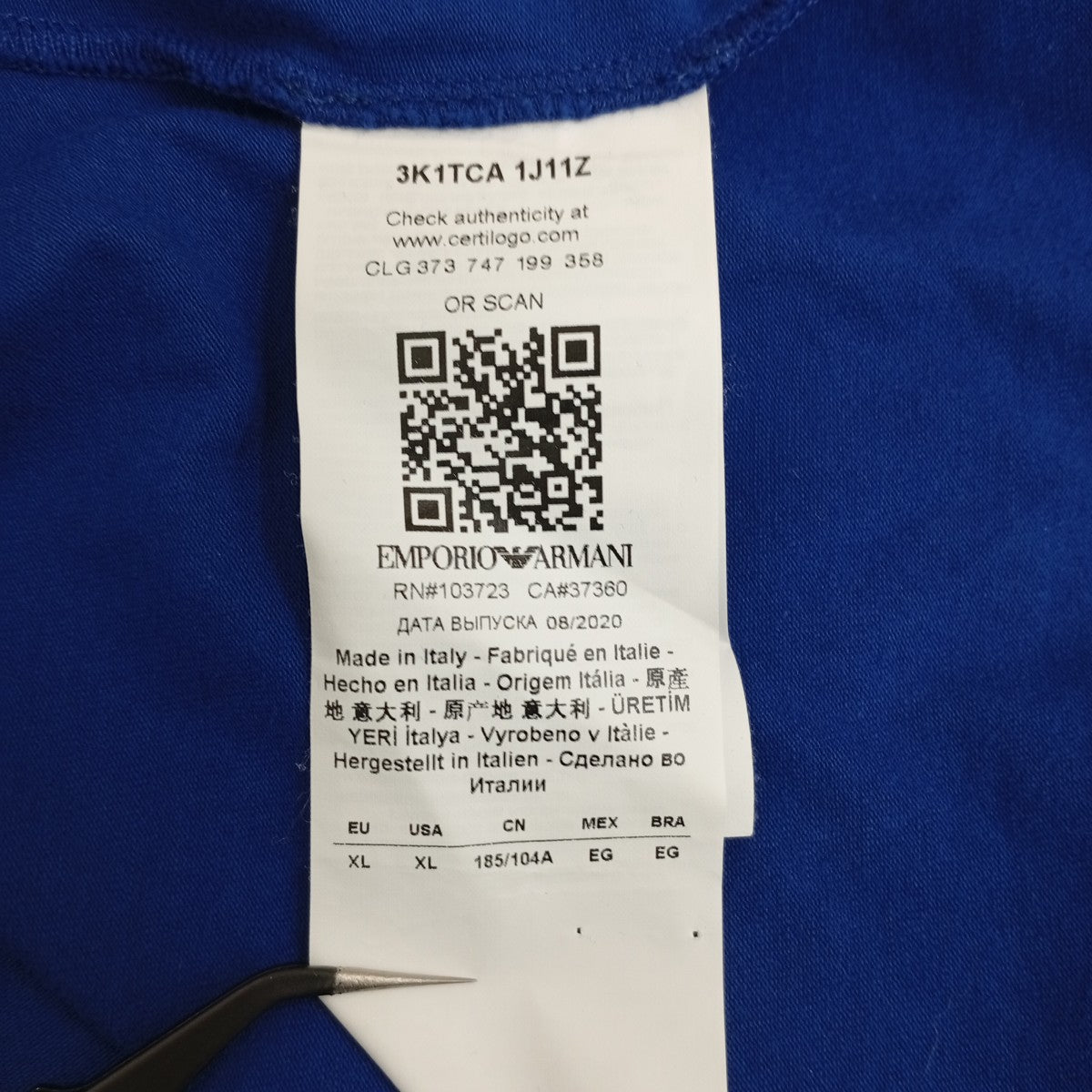 EMPORIO ARMANI イーグルロゴTシャツ3K1TCA 古着・中古-5枚目のアイテム画像