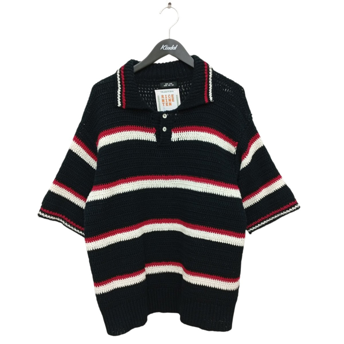 RICE NINE TEN Crochet Hand Knit Polo Shirtポロシャツ 古着・中古-1枚目のアイテム画像