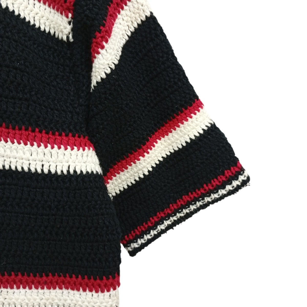 RICE NINE TEN Crochet Hand Knit Polo Shirtポロシャツ 古着・中古-4枚目のアイテム画像
