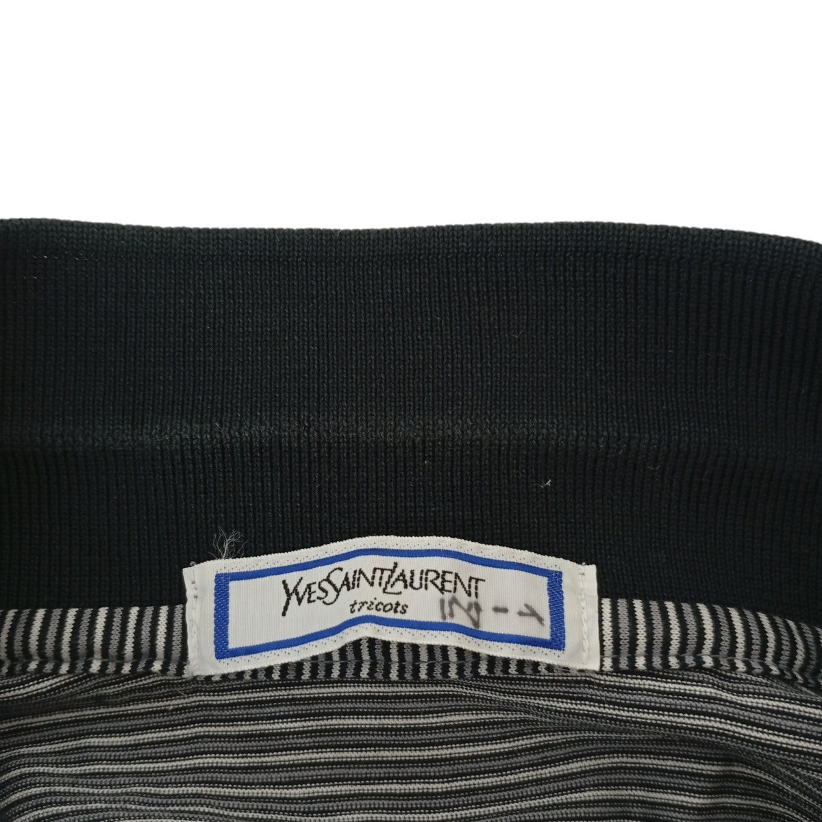 Yves Saint Laurent tricots ヴィンテージ ロゴボーダーポロシャツ 古着・中古-3枚目のアイテム画像