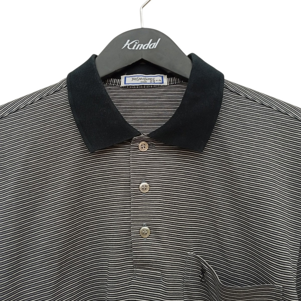 Yves Saint Laurent tricots ヴィンテージ ロゴボーダーポロシャツ 古着・中古-6枚目のアイテム画像
