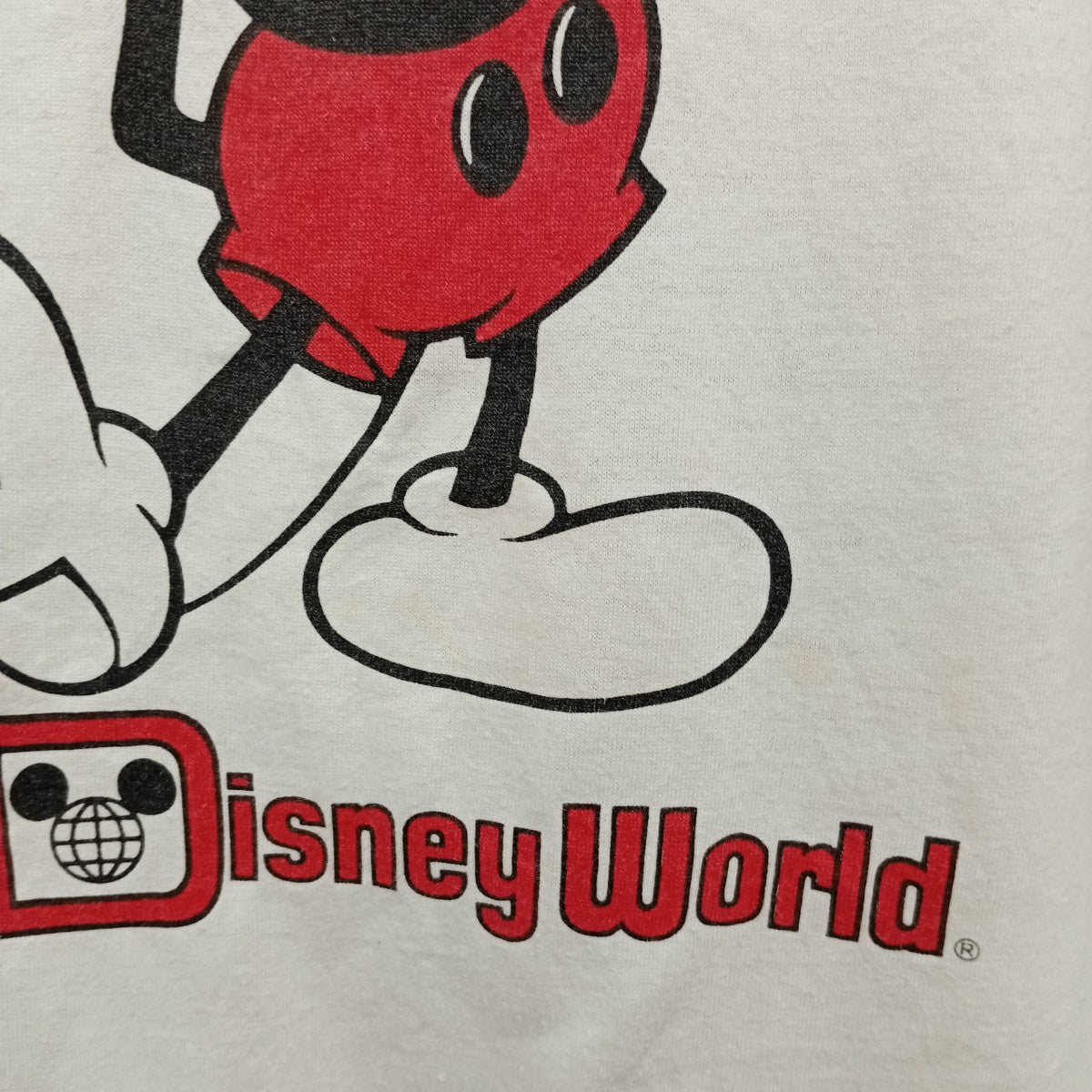 Disney(ディズニー) 80s ミッキーラグランTシャツ レッド×ホワイト