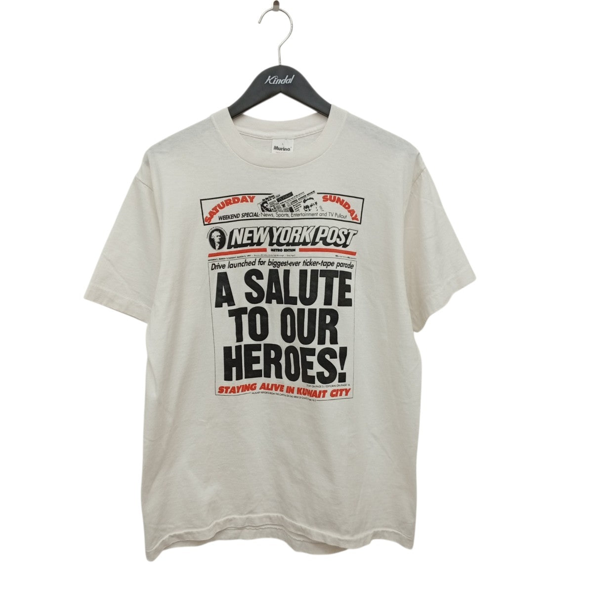 VINTAGE New York Post 90s a Salute To Our Heroes TeeTシャツ 古着・中古-1枚目のアイテム画像