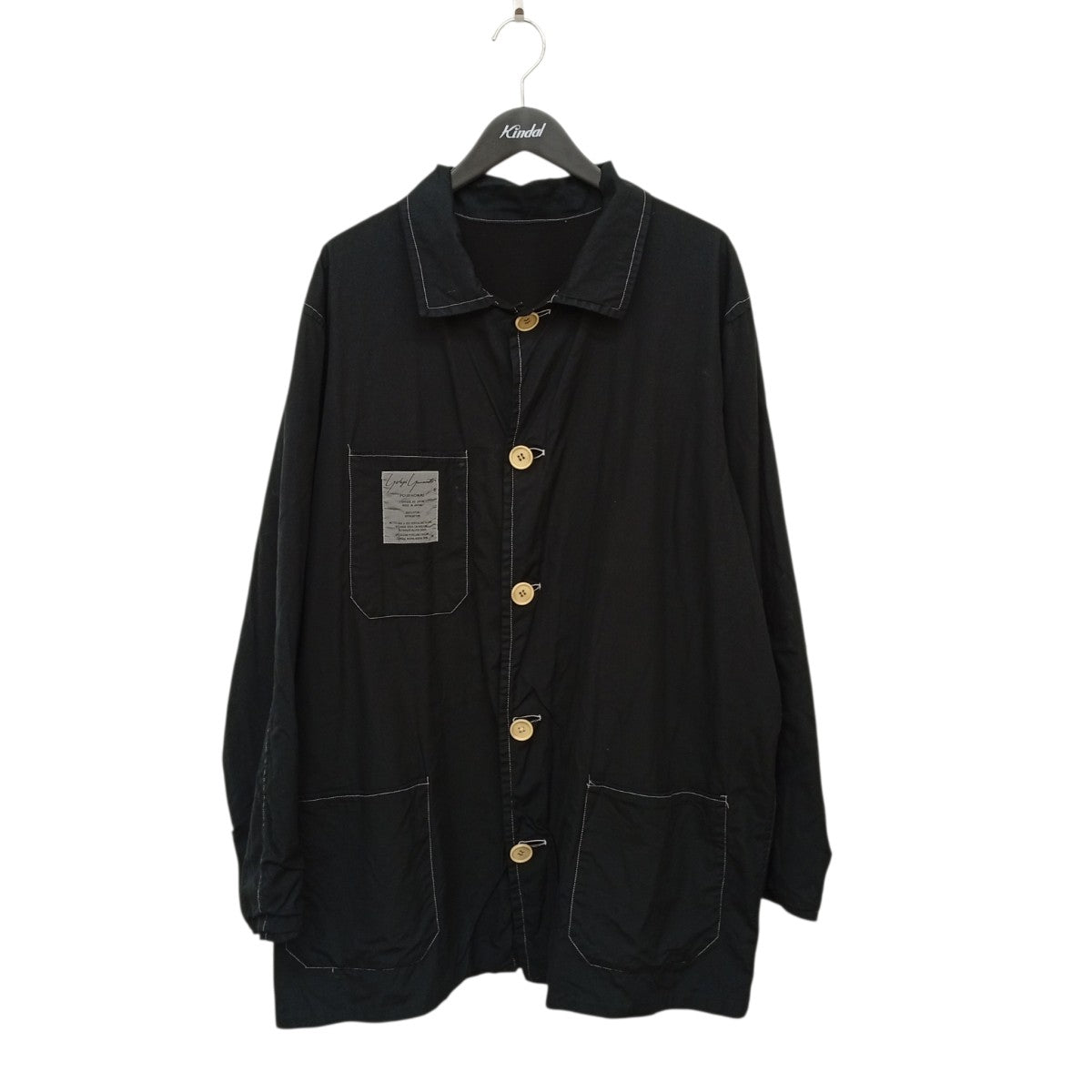 美品 ヨウジヤマモトプールオム リネン オーバーサイズ シャツジャケット 黒 Yohji Yamamoto pour homme(ヨウジヤマモトプールオム) リバーシブル